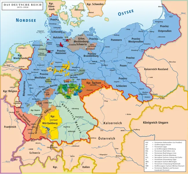 Karte des Deutschen Reichs 1871-1918