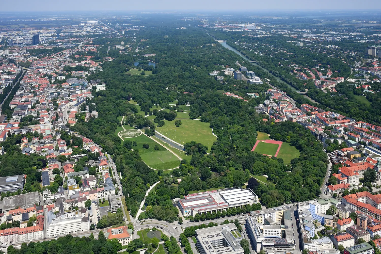 Englischer Garten - Aerial image of Englischer Garten in Munich (view from the southwest)