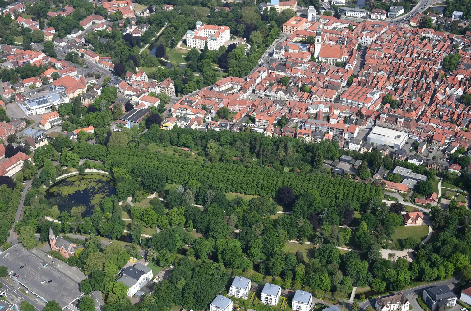 Französischer Garten - Aerial image of French Garden in Celle (view from the southeast)