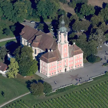Wallfahrtskirche Basilika Birnau - Aerial image of the Wallfahrtskirche Birnau (view from the southwest)