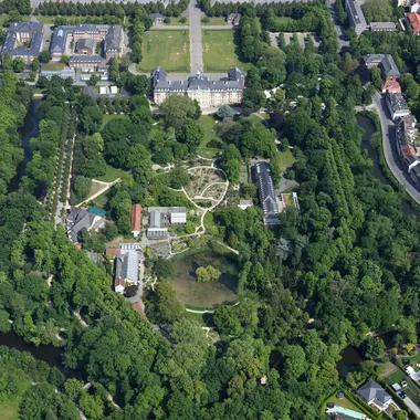 Botanischer Garten Münster - Aerial image the garden of Schloss Münster (view from the west)