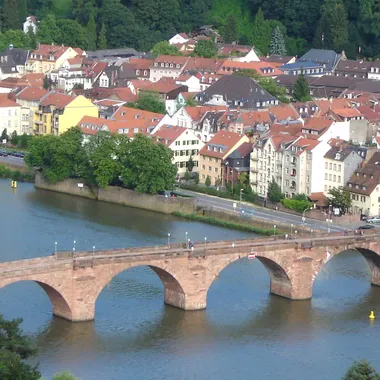 Karl-Theodor-Brücke und Brückenaffe - Alte Brücke Heidelberg