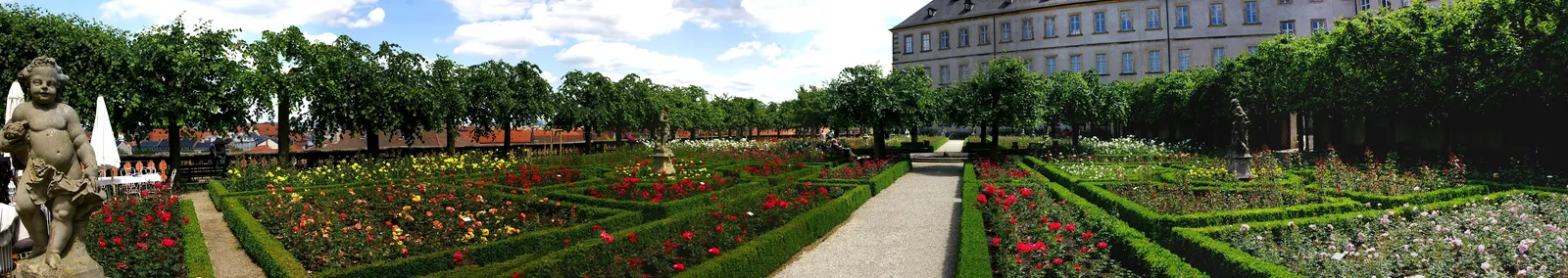 Rosengarten der Neuen Residenz - Bamberg-Rosengarten-Panorama