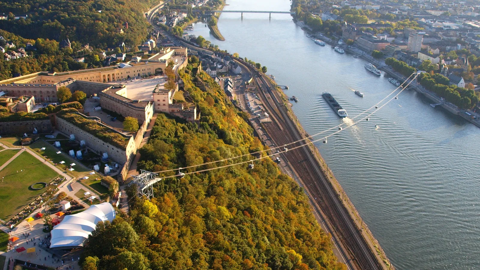 Seilbahn Koblenz - Koblenz, Rheinseilbahn, Luftaufnahme