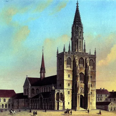 Konstanzer Münster - Louis Thümling nach C Dyckerhoff - Konstanzer Münster (Stahlstich 1856)
