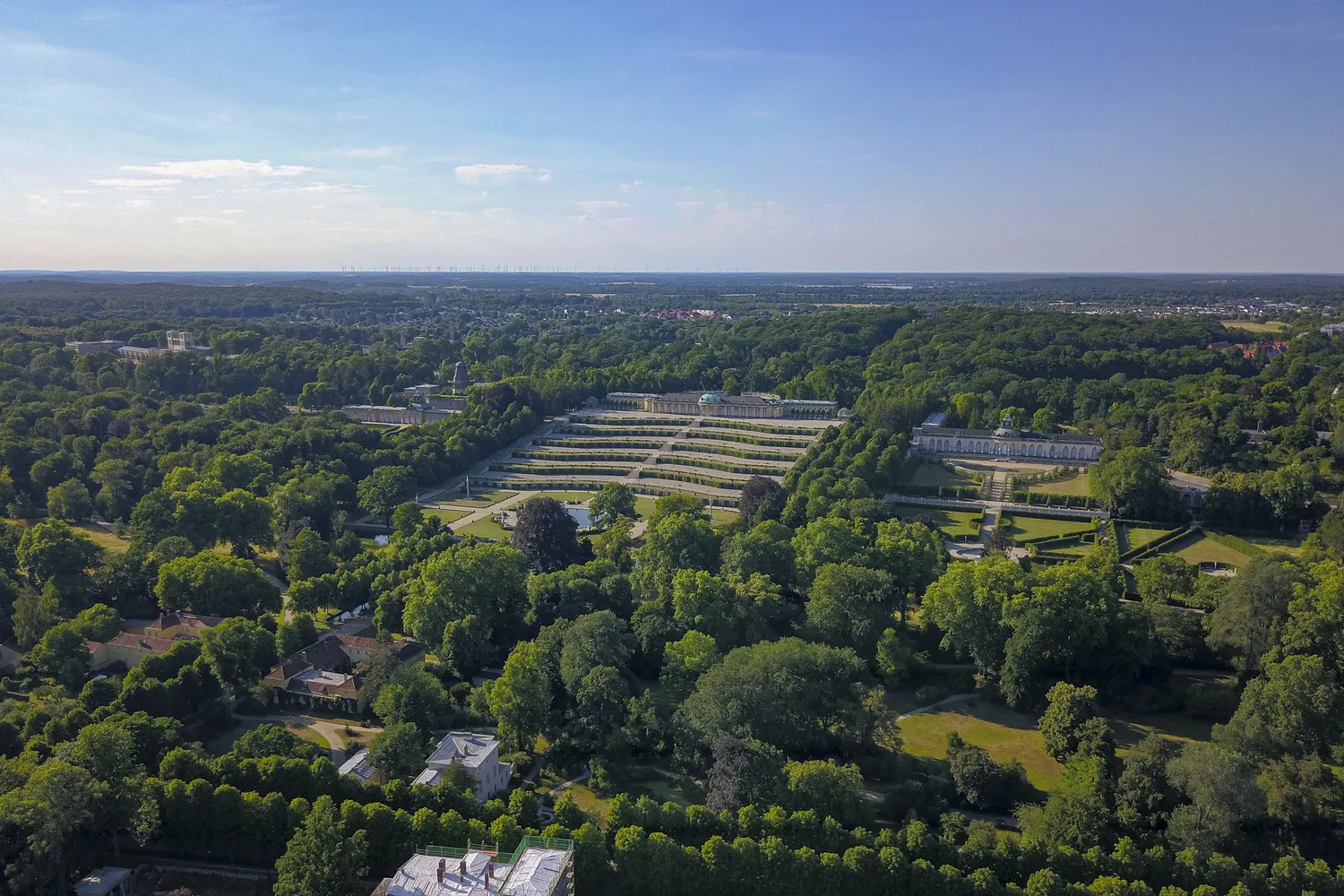 Schlossgarten Park Sanssouci - Luftbild Schloss und Park Sanssouci 2022