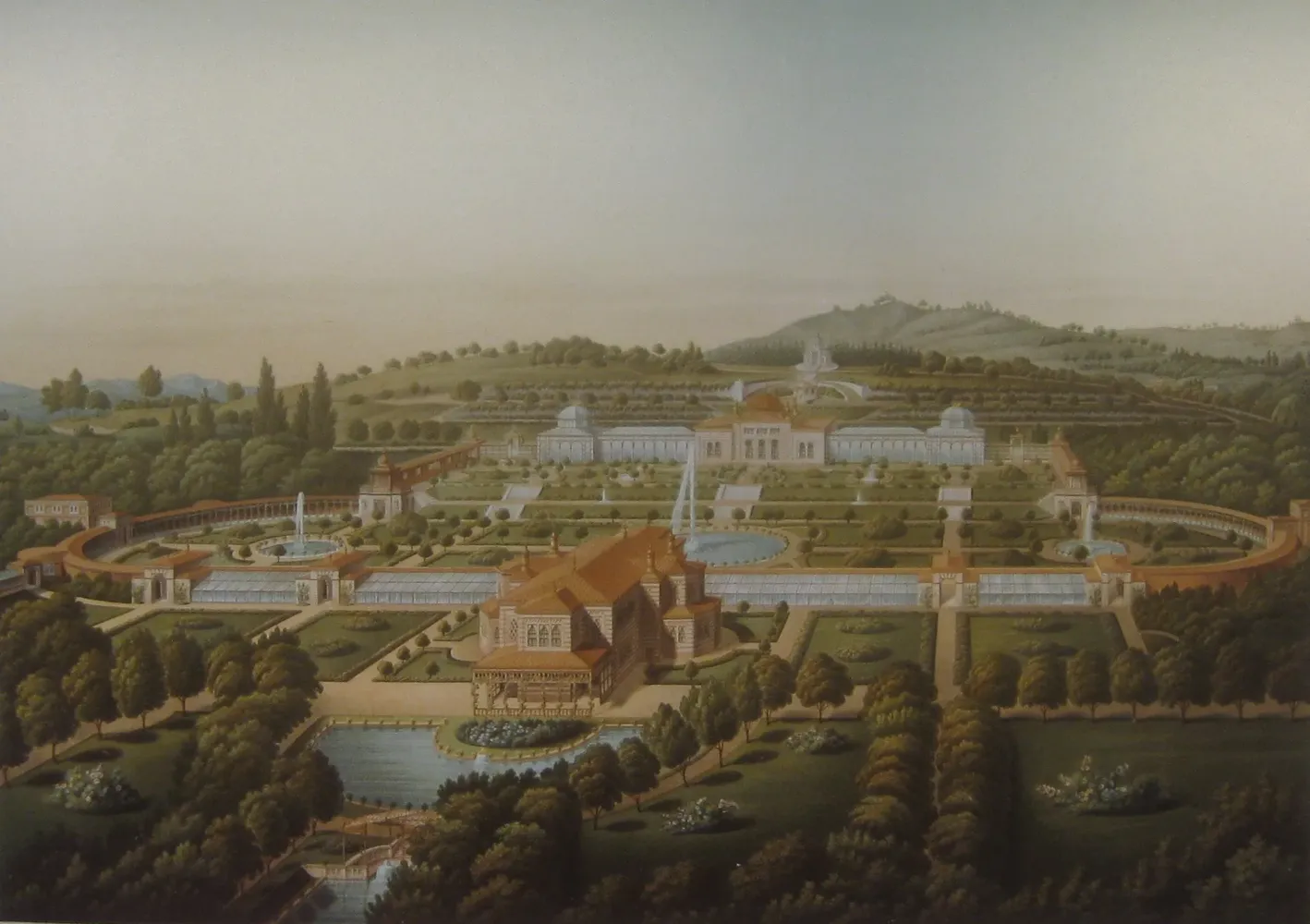 Wilhelma Zoologisch-Botanischer Garten - Zanth, Karl Ludwig von, Ansicht der Wilhelma von 1855